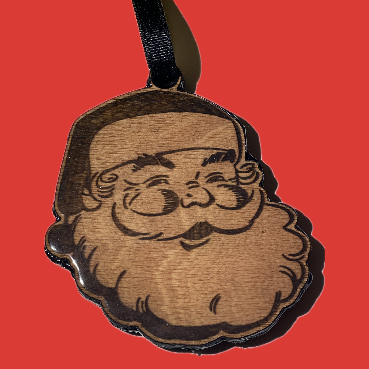 Wooden Santa Head Christmas Ornament