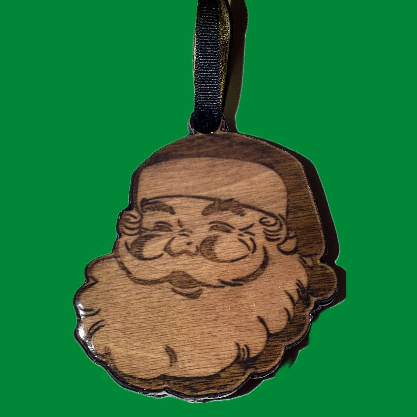 Wooden Santa Head Christmas Ornament